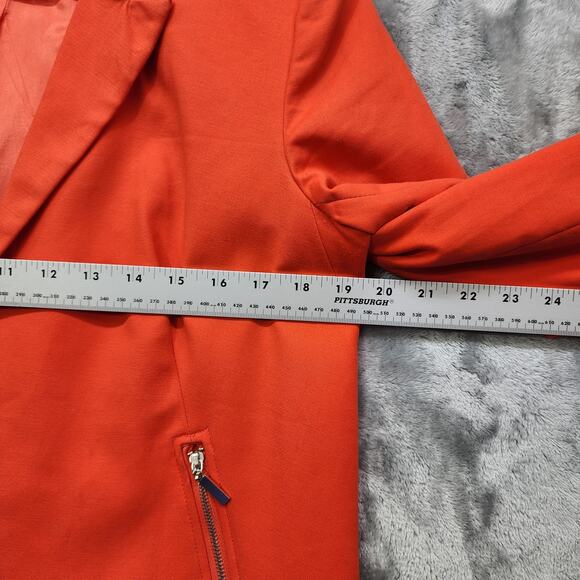 Grace Elements Womens 12 Blazer Orange Open Front Zip Pockets Lined Office - Picture 7 of 9